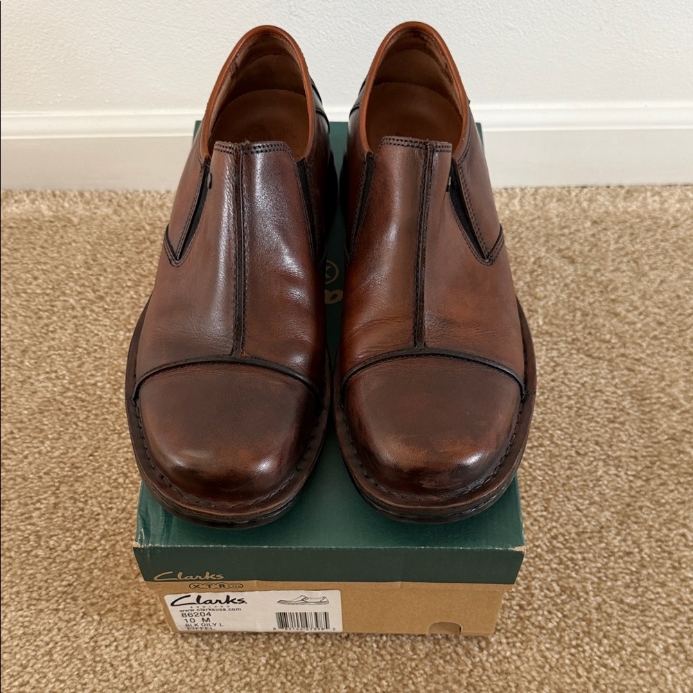Clarks Men's Brown Leather Eiffel Comfort Shoes Men’s Size 10M